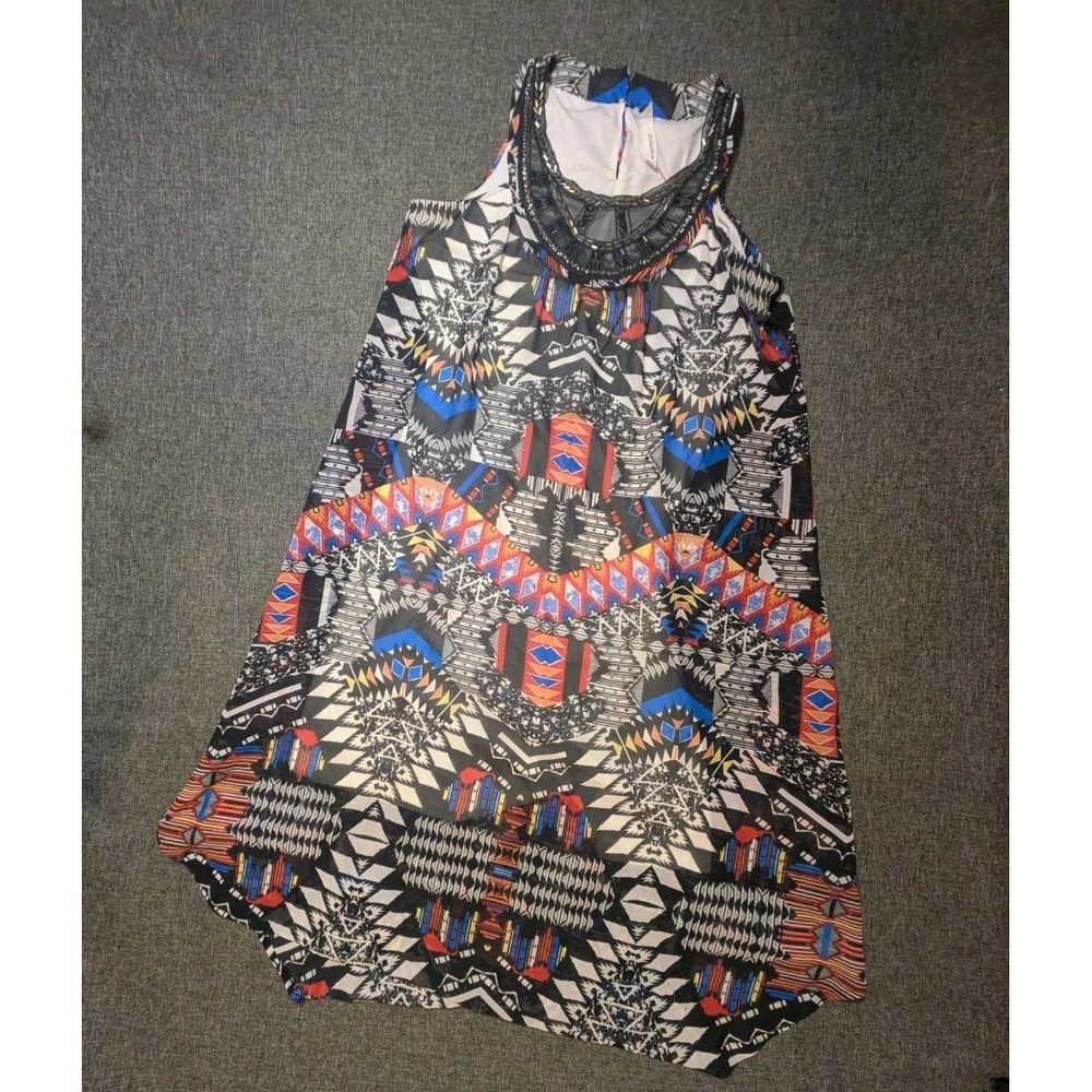 NY COLLECTION - WOMEN'S GEOMETRIC PRINT SLEEVELESS MAXI DRESS - SIZE LARGE